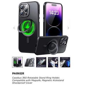 Casebus Parker 360 Rotatable Stand Ring Holder iPhone 16 Pro Max Case Black NEW